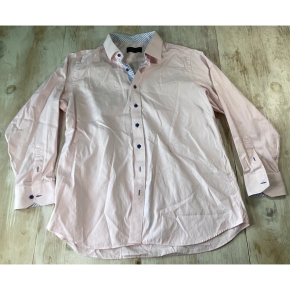 Master‎ Master Bespoke Clothing Pink Button Up Long Sleeve Shirt Men's Large - Picture 1 of 7